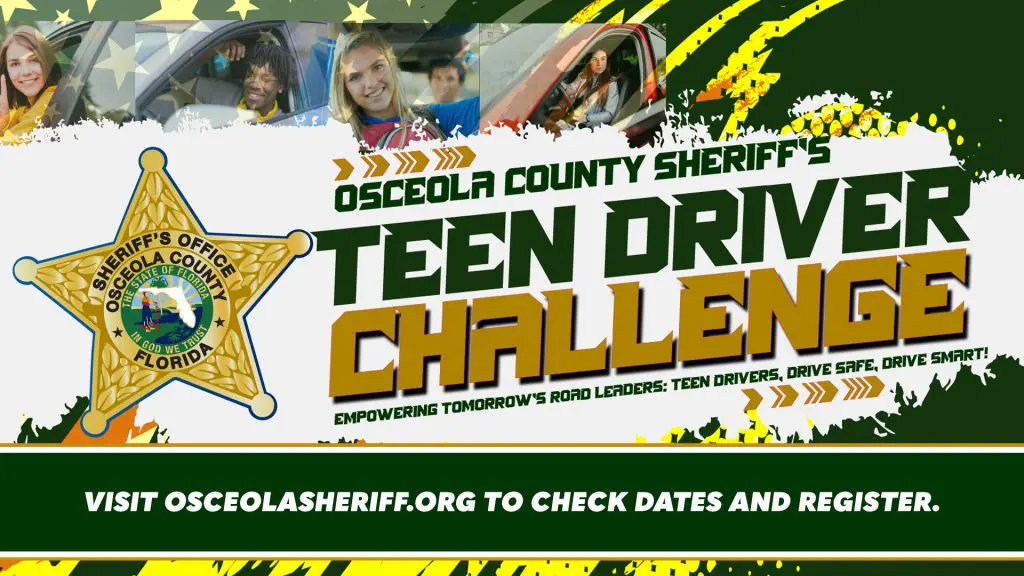 Teens participating in the Osceola Sheriff's Teen Driver Challenge program, standing proudly together.