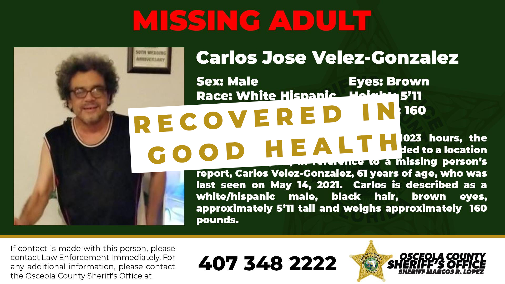 MISSING ADULT Carlos Jose VelezGonzalez